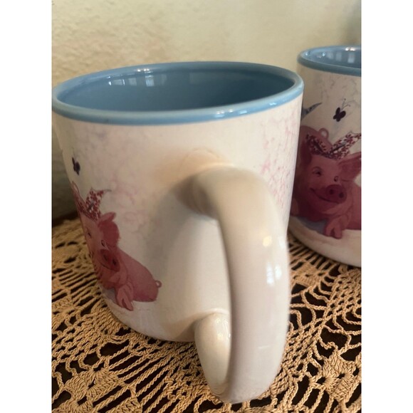 Set of 4 Vintage Pink Pig Out Coffee Mugs - Picture 6 of 9